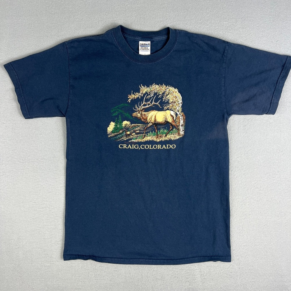 VTG Colorado Nature T Shirt FIts Small Faded 2000s Y2K Craig Bull Elk Forrest